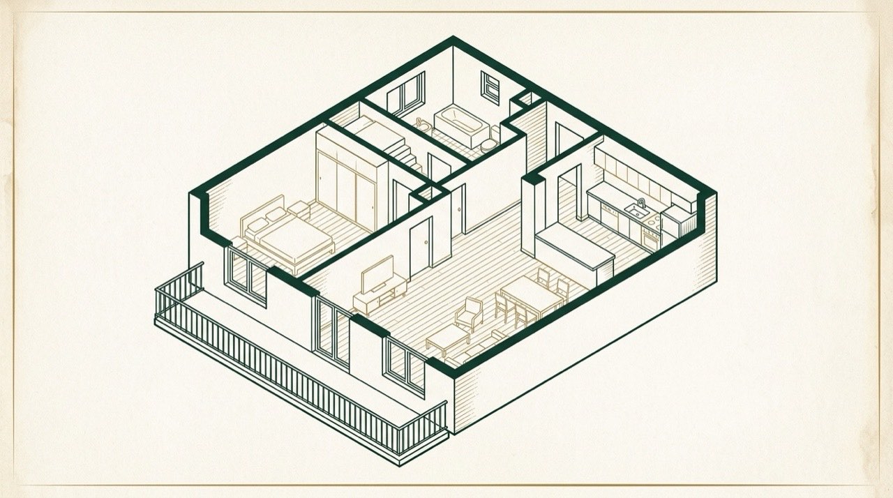 Spółdzielcze mieszkanie o powierzchni 53,40 m², trzy pokoje, kuchnia, łazienka i balkon. Jedyny wartościowy składnik spadku.
